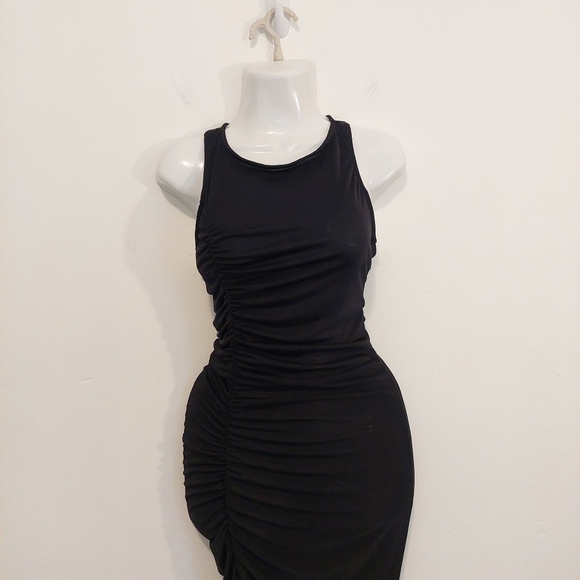 Vijo Couture - Black Ruched Bodycon Dress - Picture 3 of 10